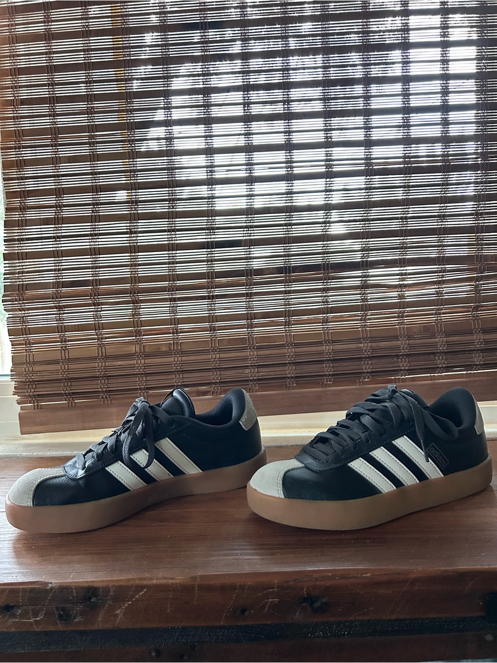 adidas Black and White Women's Low-Top Sneakers with Gum Sole
